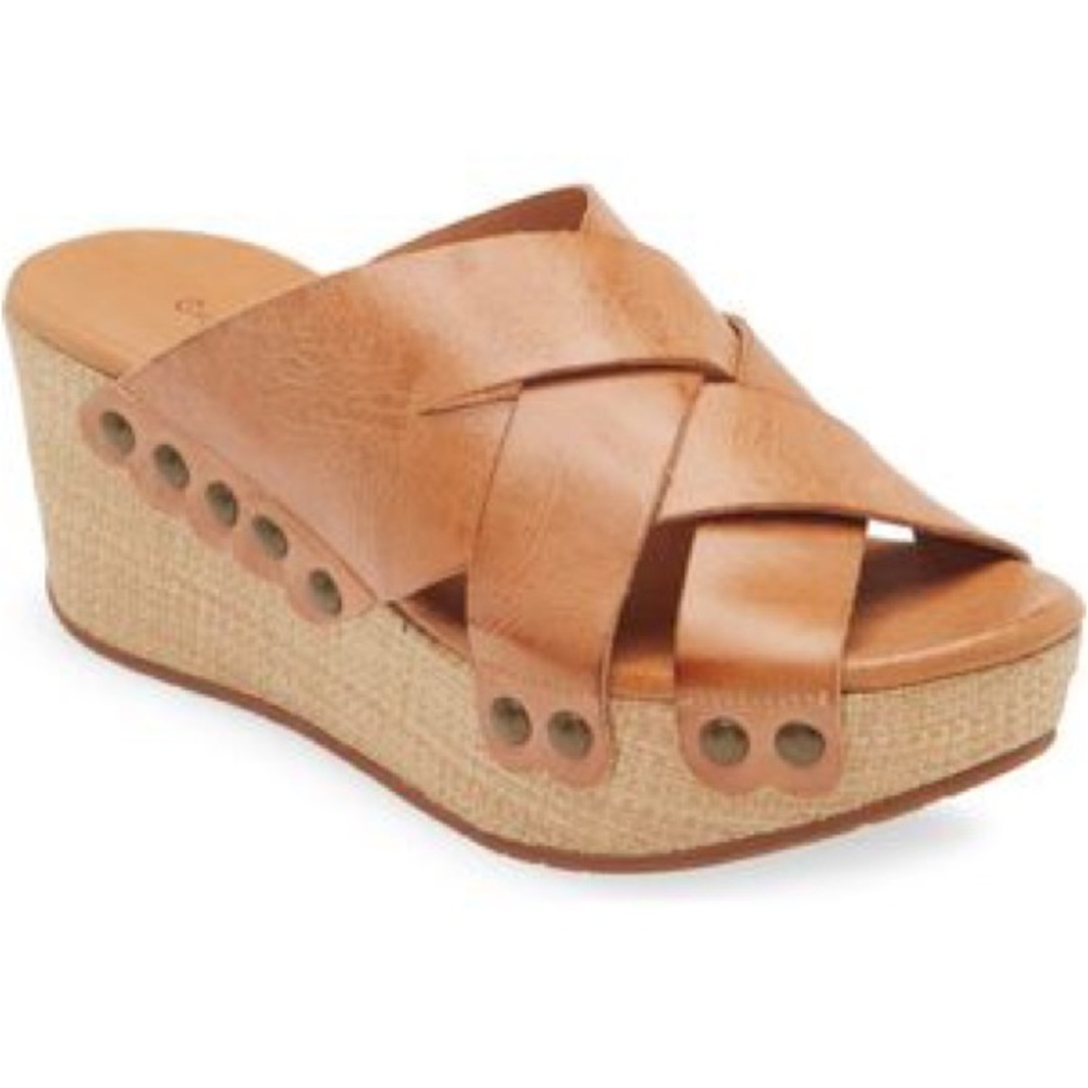 Chocolat Blu Tan Leather Wedges